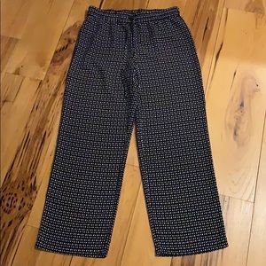 LOFT wide leg black pants with white polka dots